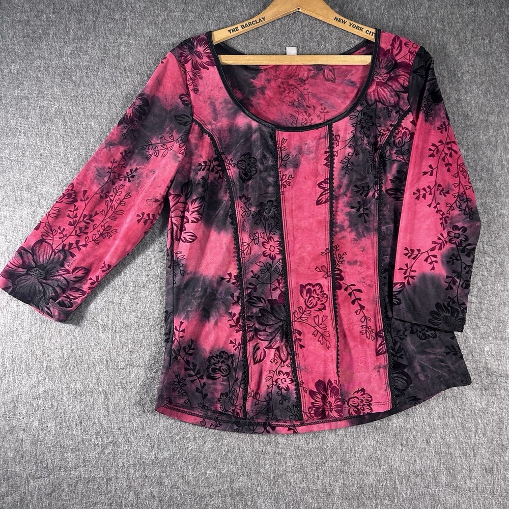 Women's Burnout Velvet Blouse Top Goth Whimsigoth Fairycore Grunge Dark Size M